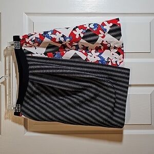 Peter Pilotto Target Red Floral Lined Textured Skirt Pockets Mixed Print Size 6